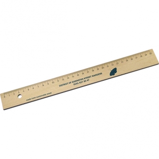 Wooden ruler 20 cm with steel side